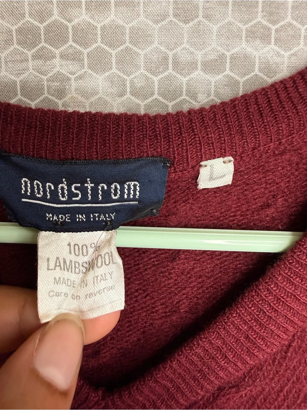 Vintage Nordstrom 100% Wool Maroon Men Large Sweater Vest Made In Italy